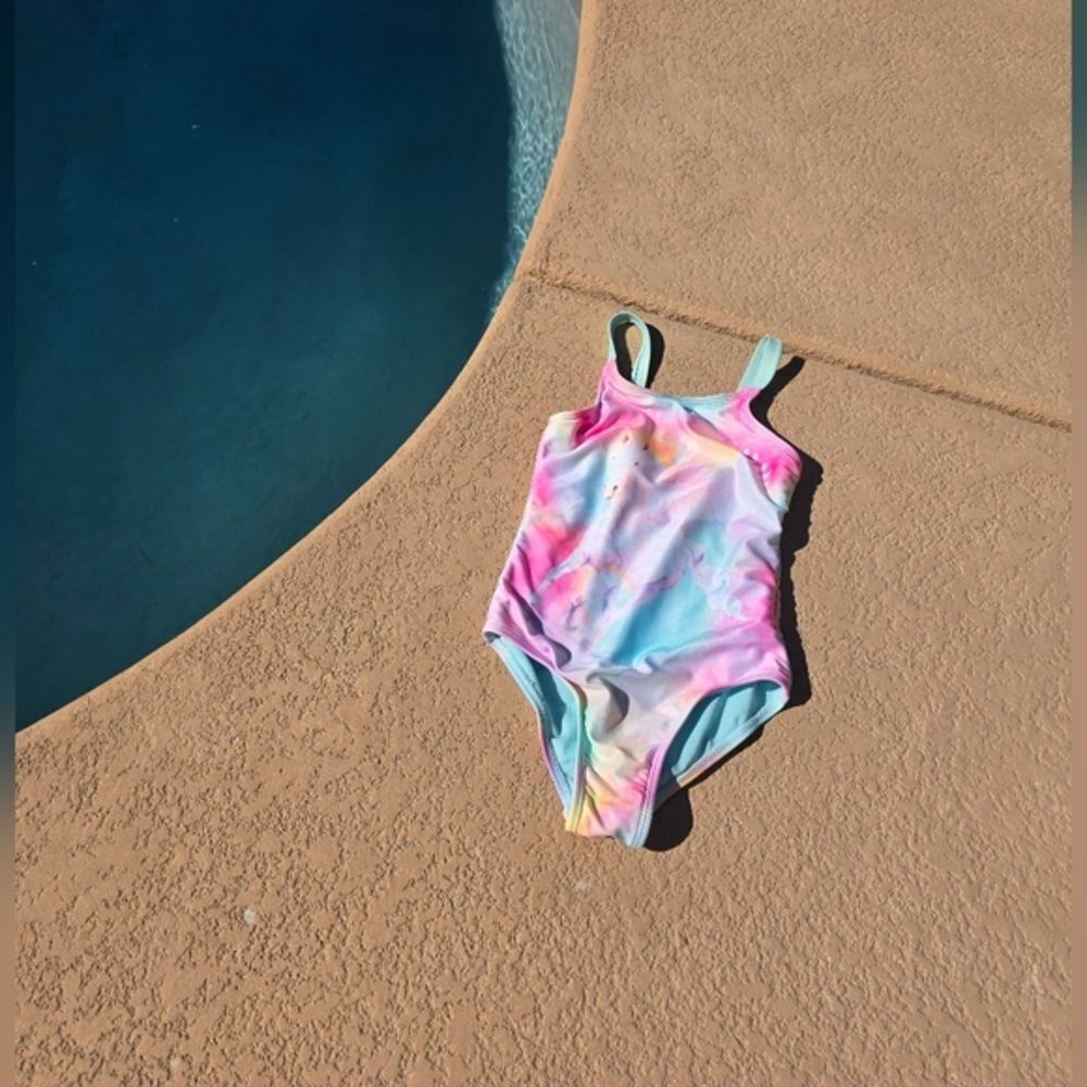 Girls Unicorn Tie-Dye One Piece Swimsuit